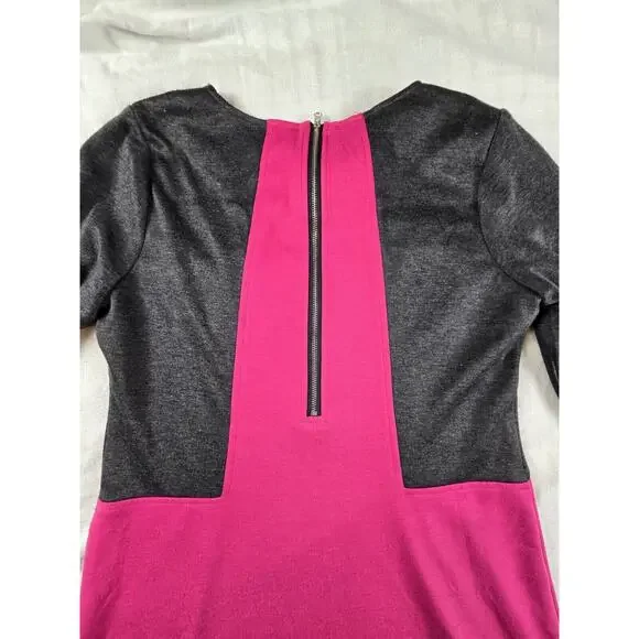 Uncle Frank Sheath Dress Color Block Jersey Ponte Knit 3/4 sleeves Pink Gray S - Picture 3 of 9